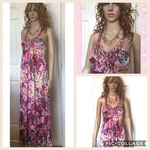 Strappy, floral, knit maxi dress